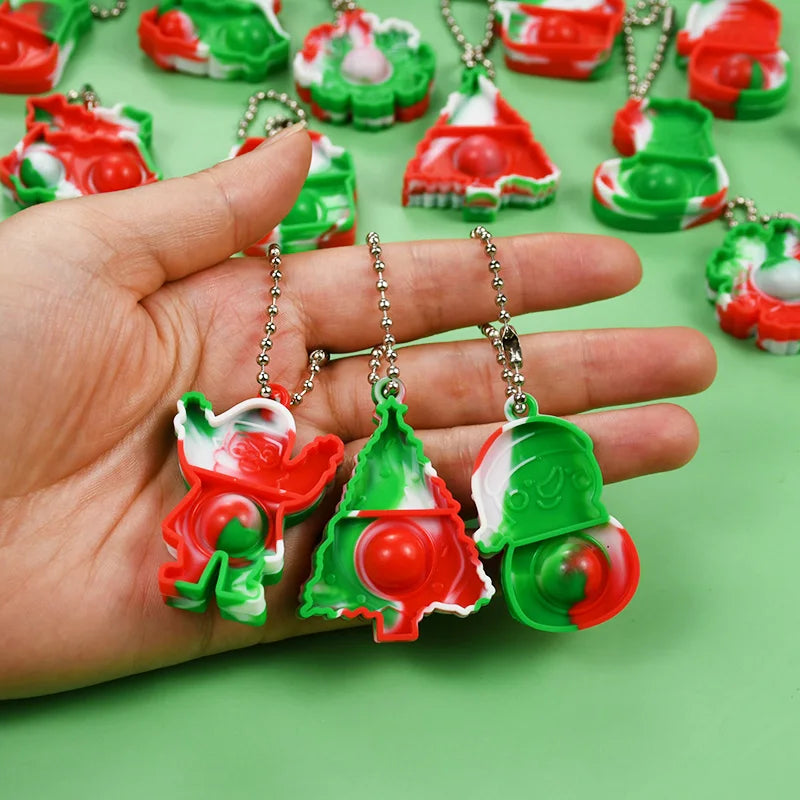 Christmas Pop Keychains Santa Snowflake Xmas Tree Ornaments Christmas Ornaments Babs