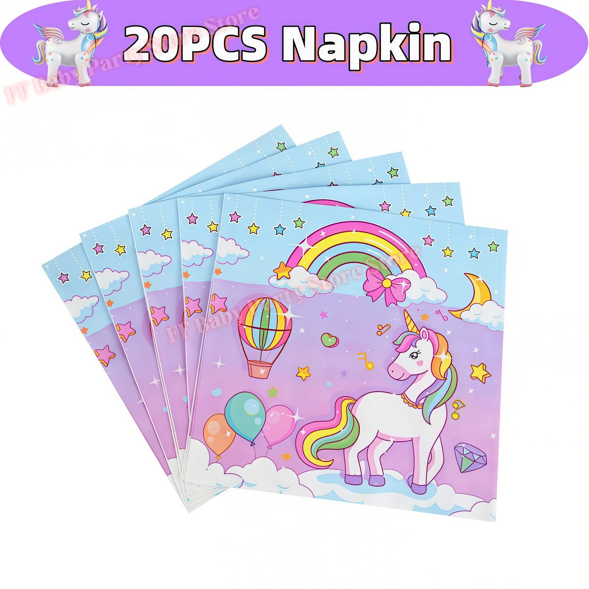 Girls Unicorn Birthday Party Decorations – 3D Balloons & Supplies Party Decoration Set Babs 20pcs napkins others