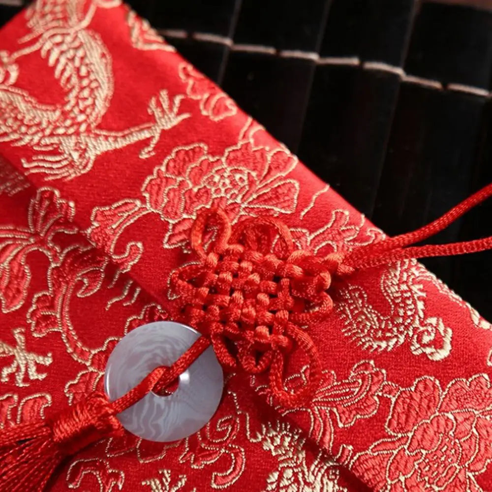 Chinese Silk Brocade Red Envelope HongBao Gift Bag Festive Gift Envelope Babs
