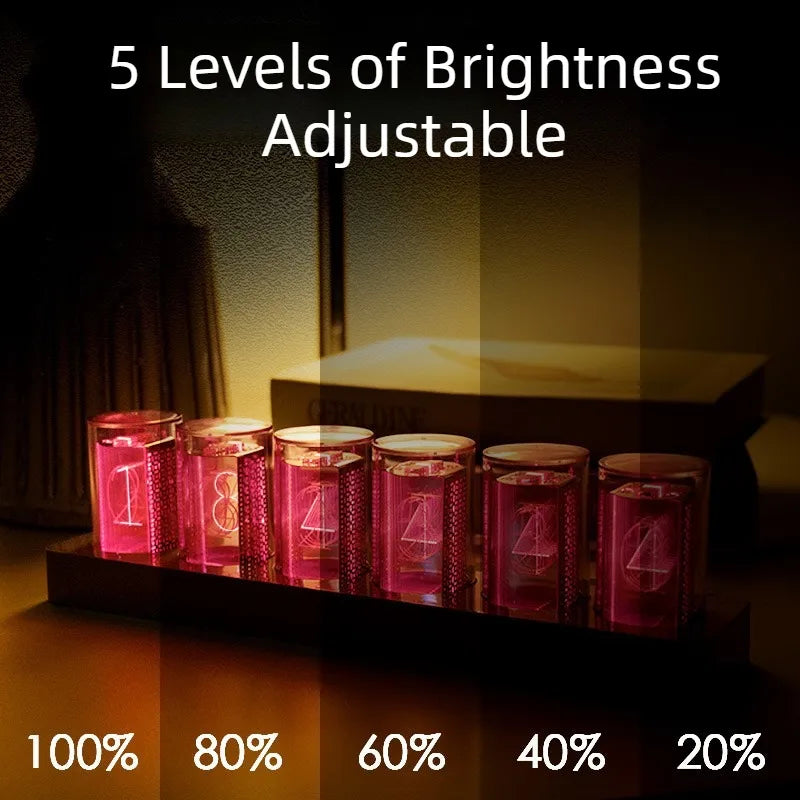 Nixie Tube LED Desk Clock – 16M Colors, Bluetooth, Silent LED Desk Clock Babs