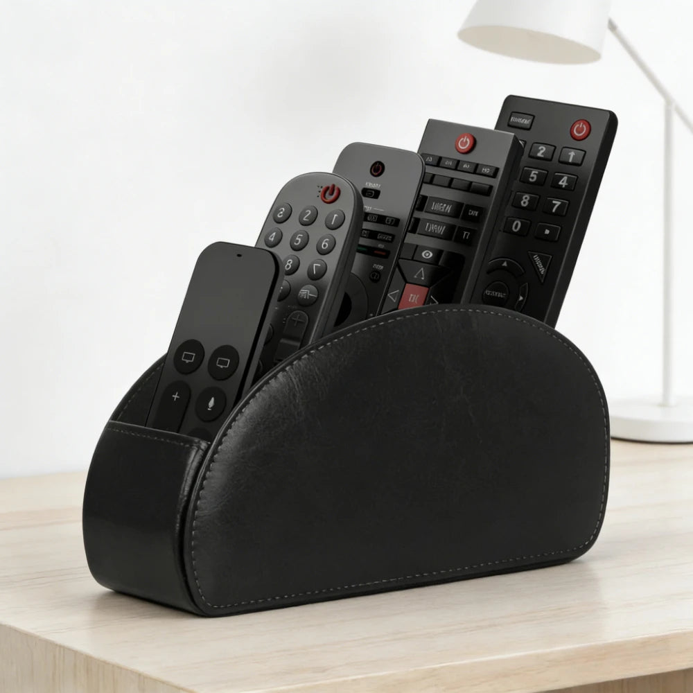 5-Compartment PU Leather Remote Control Desktop Organizer Desktop Storage Organizer Babs