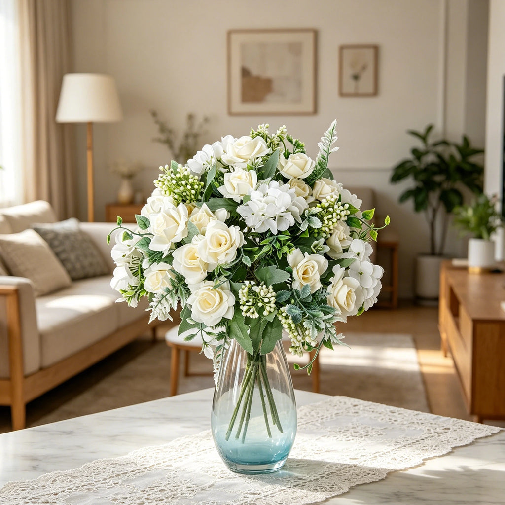 Silk Gardenia Hydrangea Artificial Flower Bouquet | Home & Wedding Artificial Flower Bouquet Babs