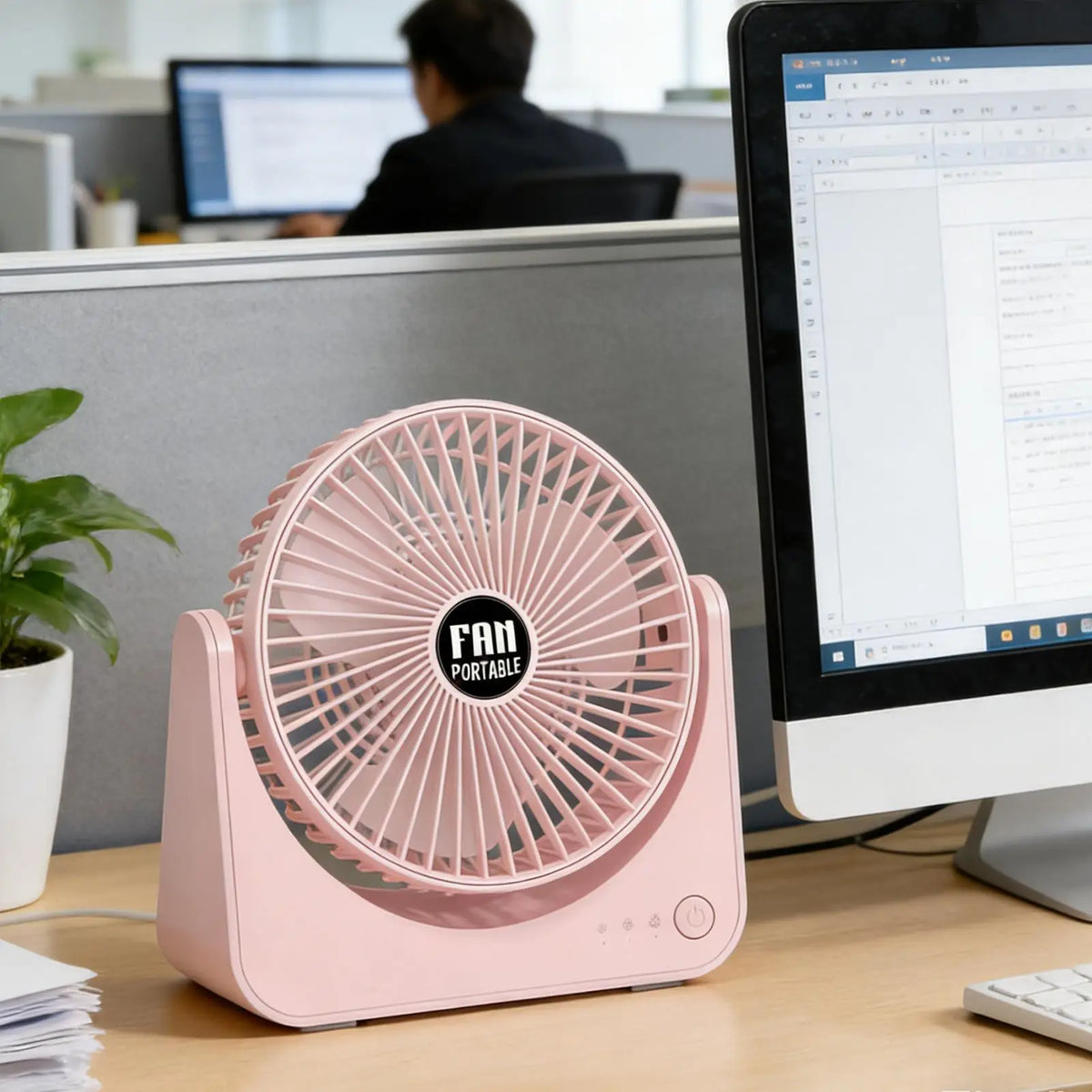 USB Rechargeable Mini Desk Fan – 3 Speed, Quiet & Portable Portable Desk Fan Babs