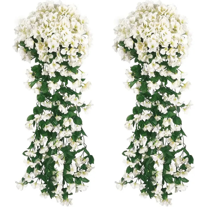 Artificial Silk Rose Vine Garland – Wedding & Wall Decor Artificial Flower Garland Babs WHITE 2 pcs