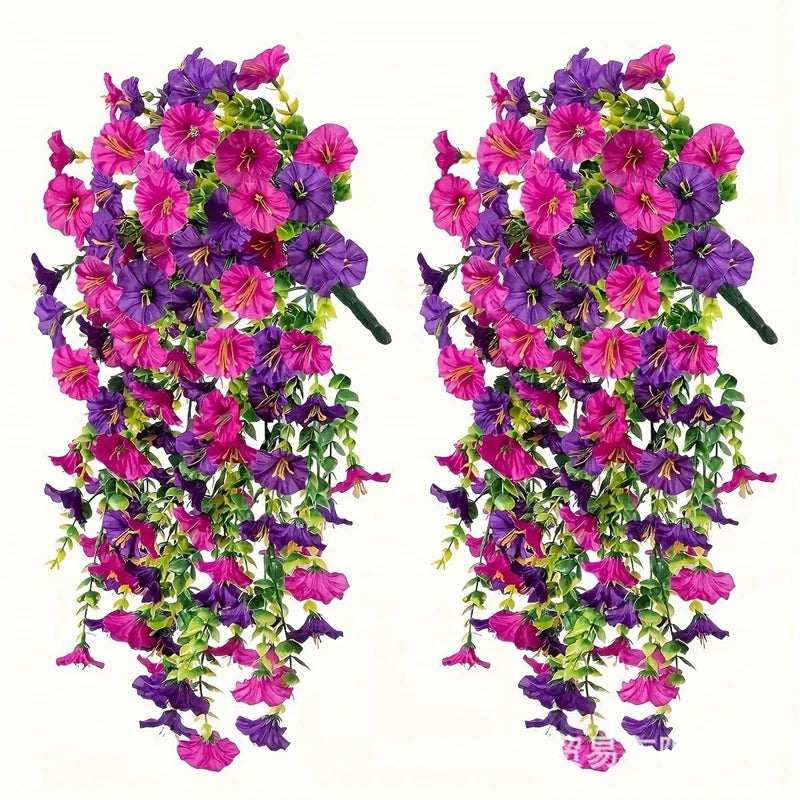 2pcs UV-Resistant Artificial Morning Glory Eucalyptus Garland Artificial Flower Garland Babs
