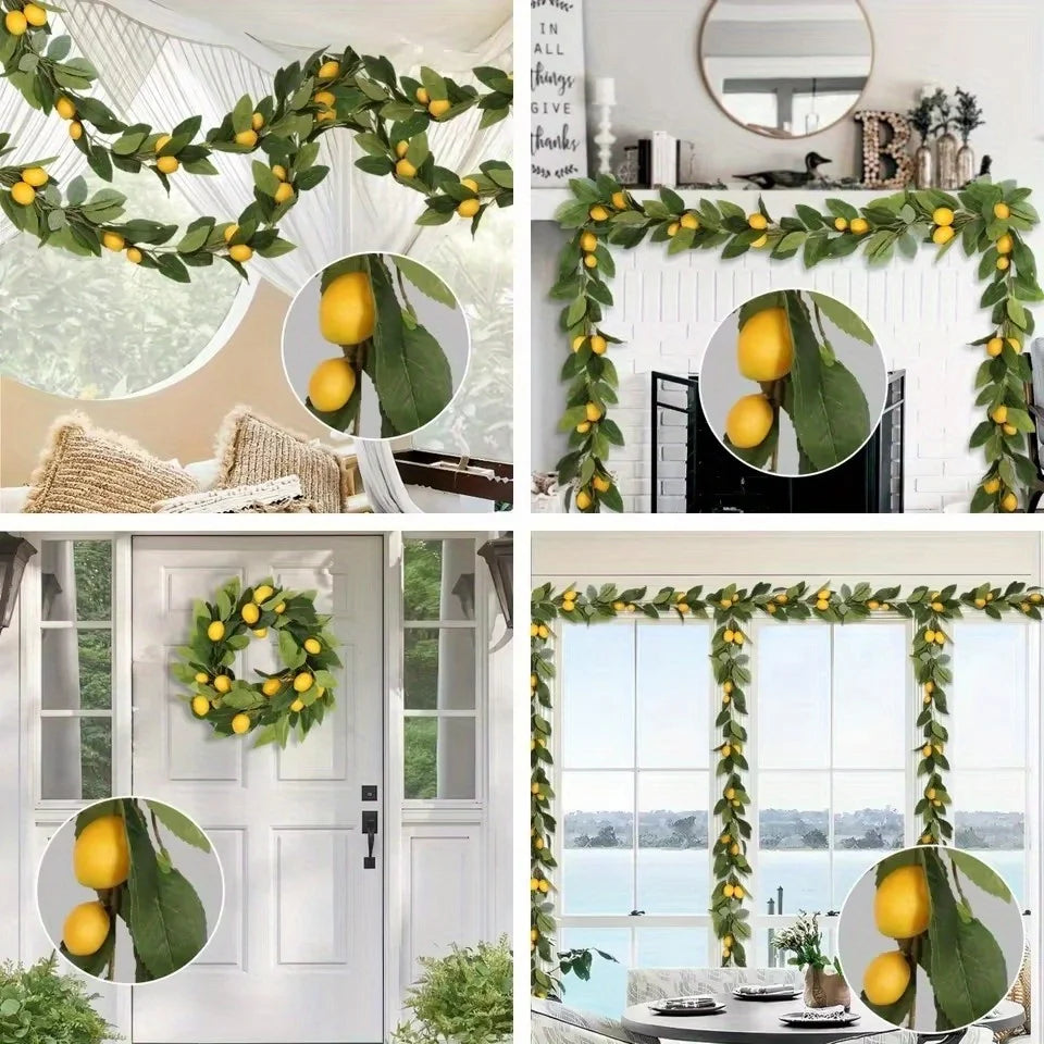Artificial Lemon Garland Wreath – Home & Party Décor Artificial Flower Garland Babs