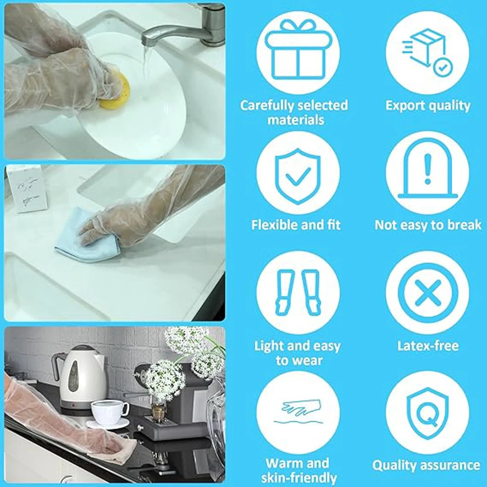 86cm Disposable Waterproof Gloves – Kitchen, Garden & Hair Dye Disposable Protective Gloves Babs