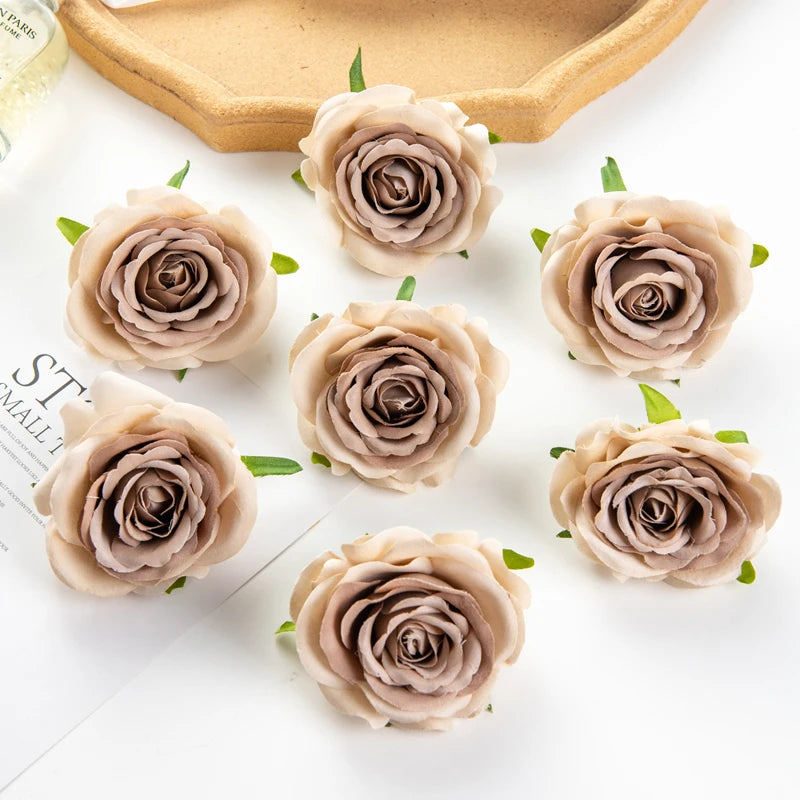 Silk Rose Artificial Flowers 10/20pcs – Wedding & Home Decor Artificial Silk Flowers Babs Brown 10 pcs