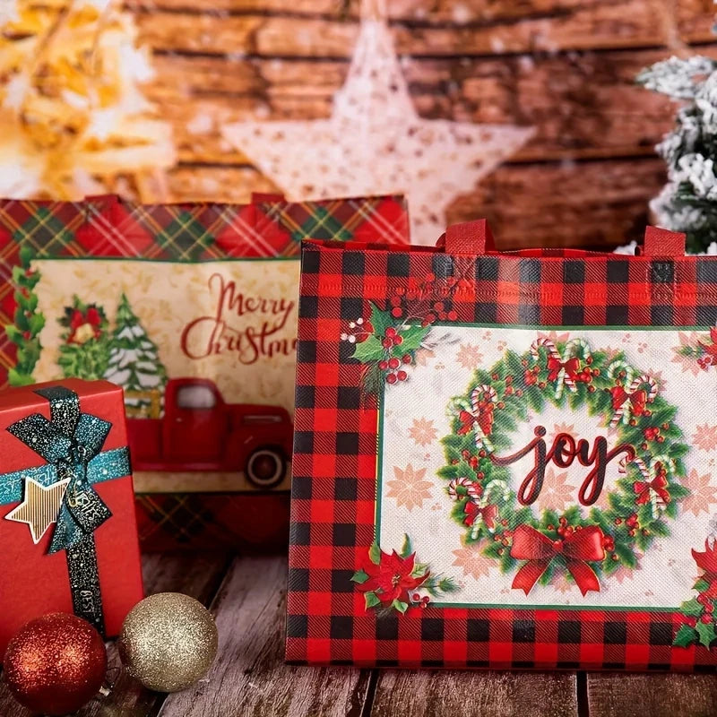 Christmas Gift Tote Bags with Handles – Reusable Non-Woven Holiday Gift Bags Babs