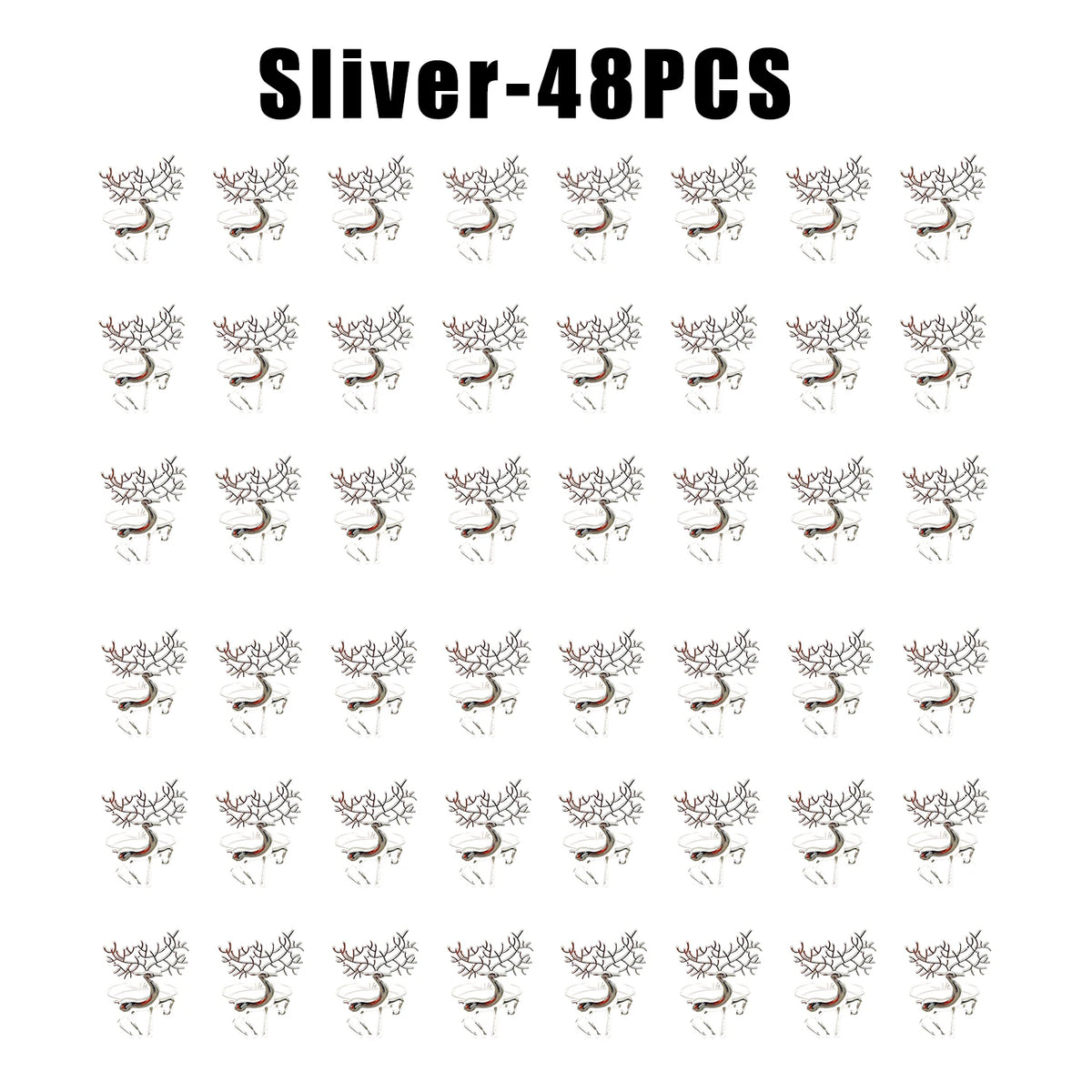 Reindeer Metallic Napkin Rings | Christmas Table Décor Napkin Rings Babs Sliver 48PCS