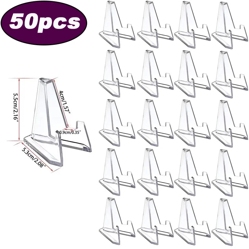 Acrylic Triangle Display Stands for Coins, Cards & Photos Acrylic Display Stand Babs 50pcs