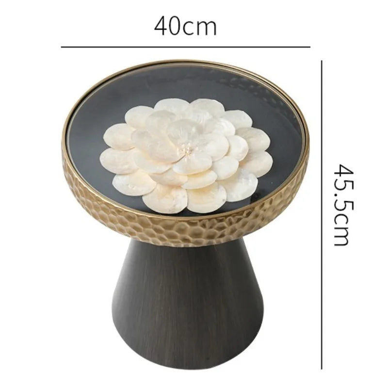 Round Retro Shell Side Table – Modern Luxury Coffee Table Side Coffee Table Babs Flower