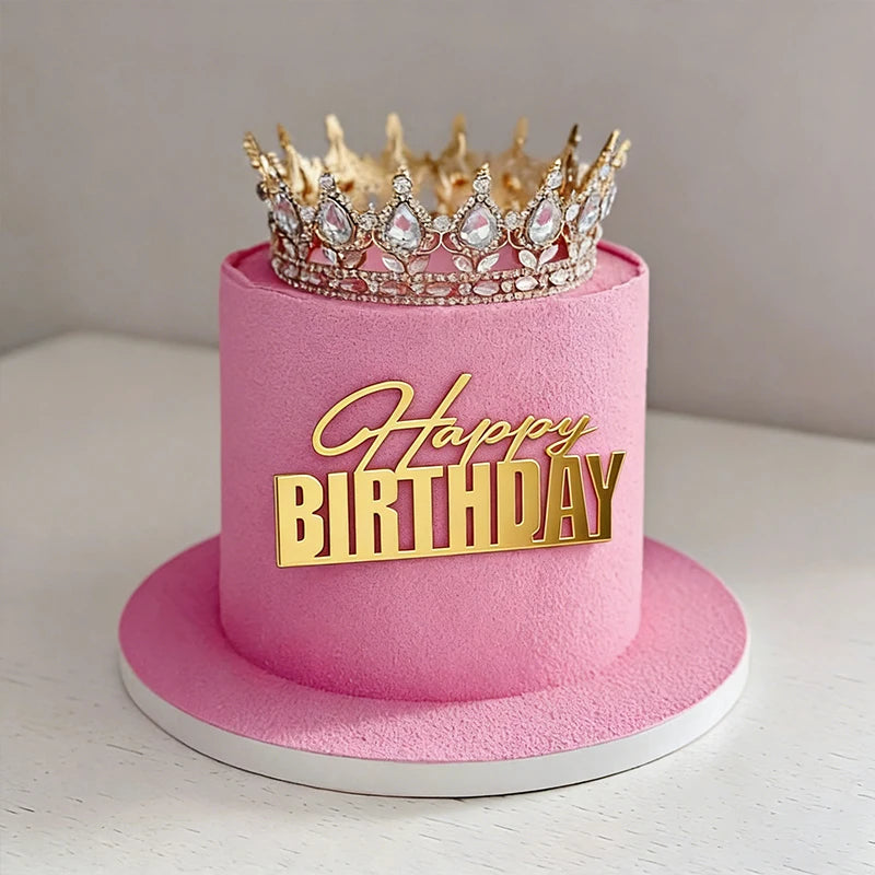 5pcs Gold Acrylic Happy Birthday Cake Toppers | Party Decor Cake Toppers Babs