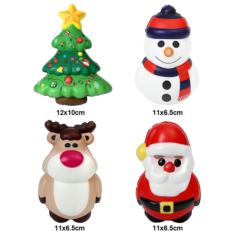 Christmas Squeeze Bounce Toy – Santa & Xmas Tree, 1-4 Pcs Squeeze Novelty Toy Babs