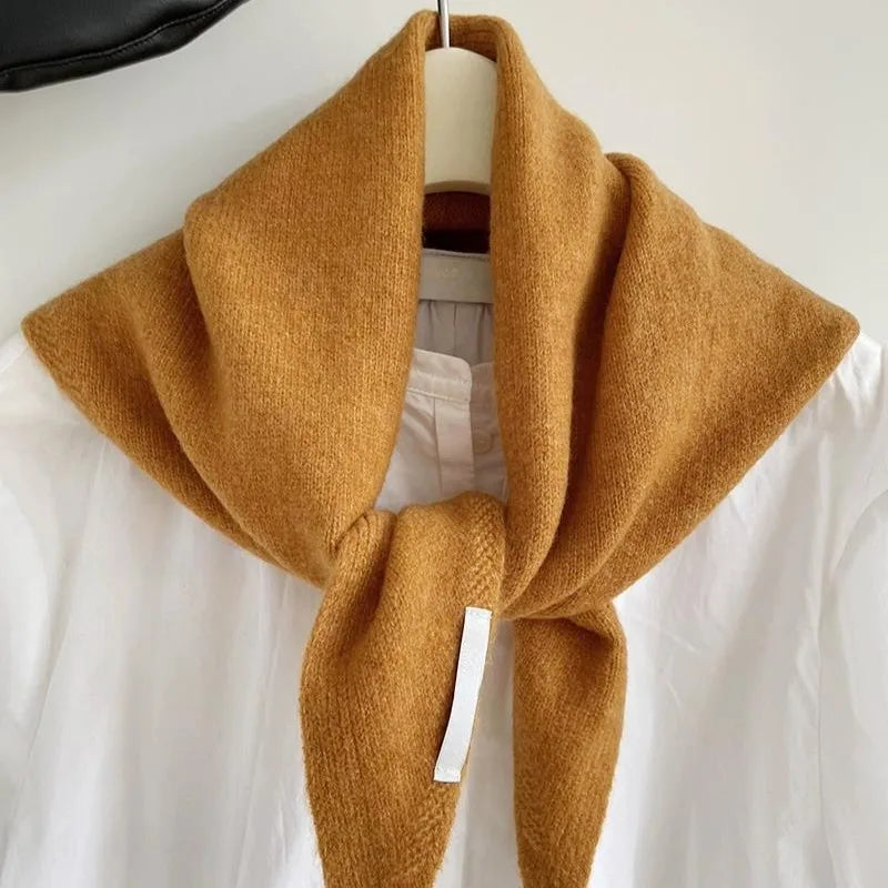 Women's Wool Knit Triangular Scarf – Headscarf & Wrap Knitted Triangular Scarf Babs