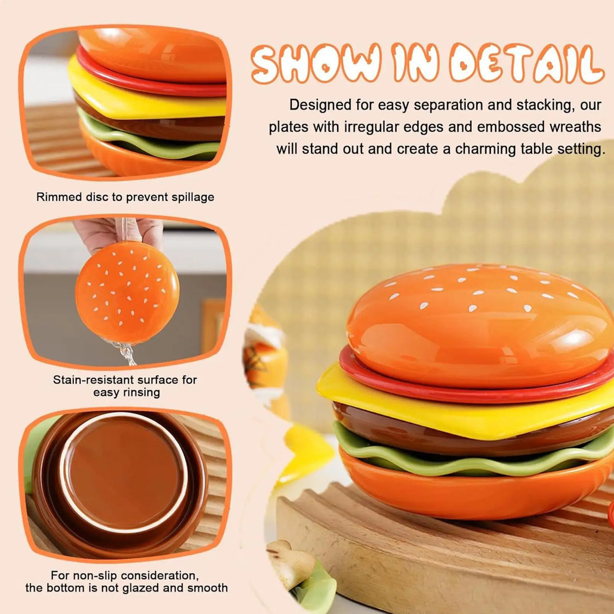 6-Layer Stackable Condiment Bowl Set – Burger Sauce Plates Condiment Bowl Set Babs