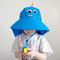 Kids UPF 50+ Sun Hat Wide Brim & Neck Flap – Beach Cap Kids Sun Hat Babs Blue dinosaur 3-12Y