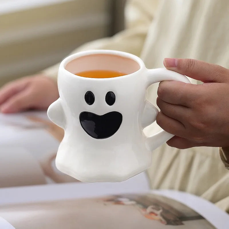 Halloween Ghost Pumpkin Ceramic Mug – Cute Coffee Cup Gift Halloween Ceramic Mug Babs