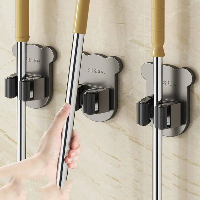 Wall Mounted Mop & Broom Holder – Stainless Steel Rack Mop Broom Holder Babs