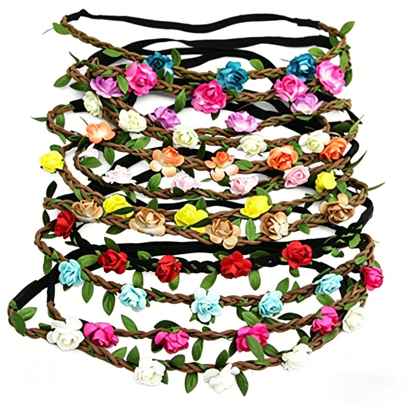 20pc Boho Floral Hair Wreath Headbands – Mix Colors Floral Hair Wreath Babs mix colors