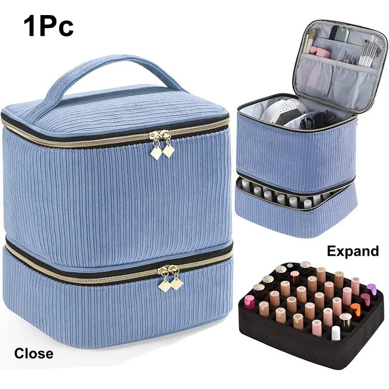 Double Layer Nail Polish Organizer – Holds 30 Bottles Nail Polish Organizer Babs Blue