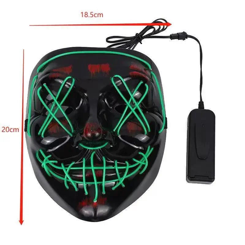 LED Neon Glowing Cosplay Mask – Halloween Party Costume LED Costume Mask Babs