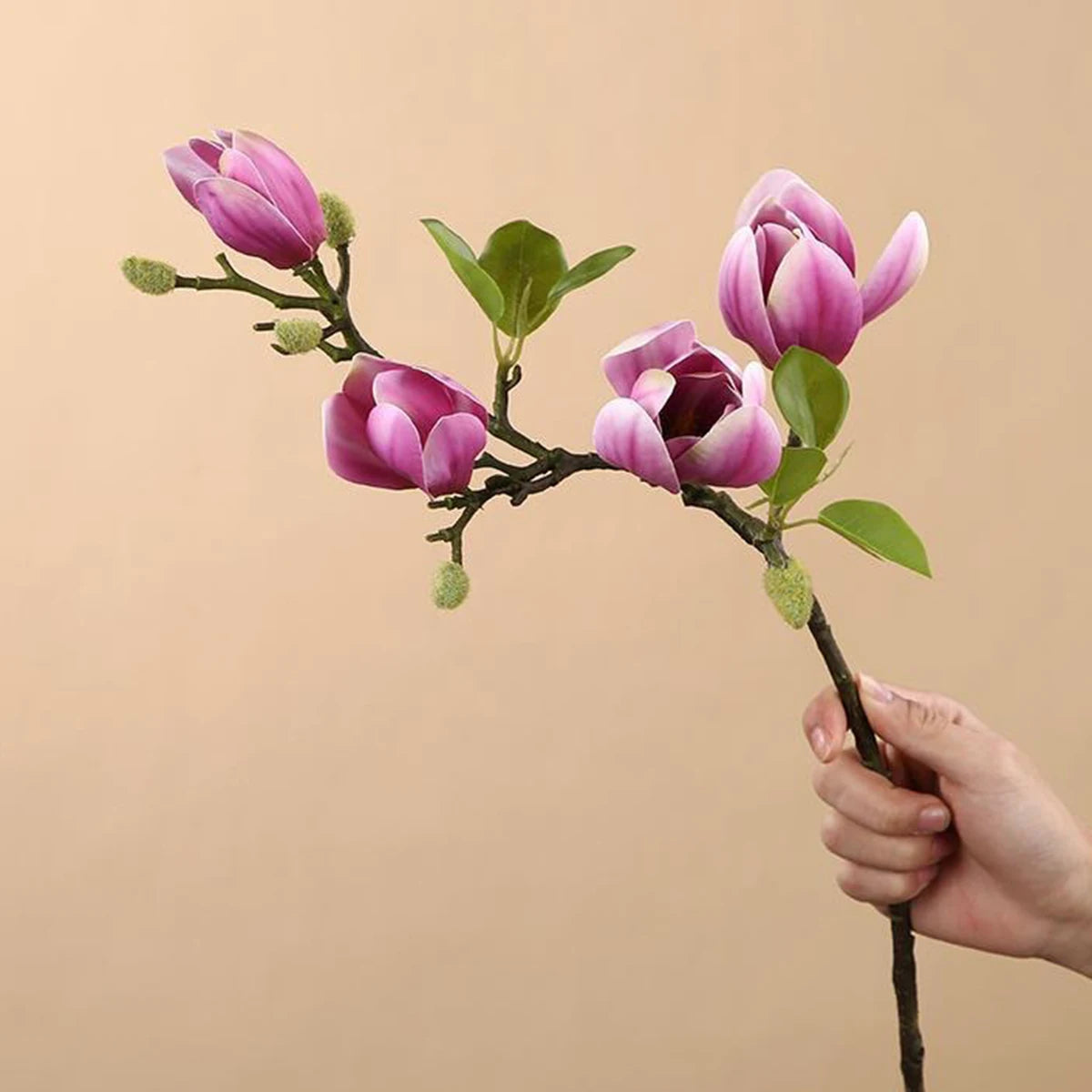 Silk Magnolia Artificial Flower Bouquet – Wedding & Home Decor Artificial Flower Bouquet Babs plum
