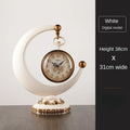 Luxury Retro Moon Desk Clock | Silent Quartz, Hourly Chime Decorative Desk Clock Babs A