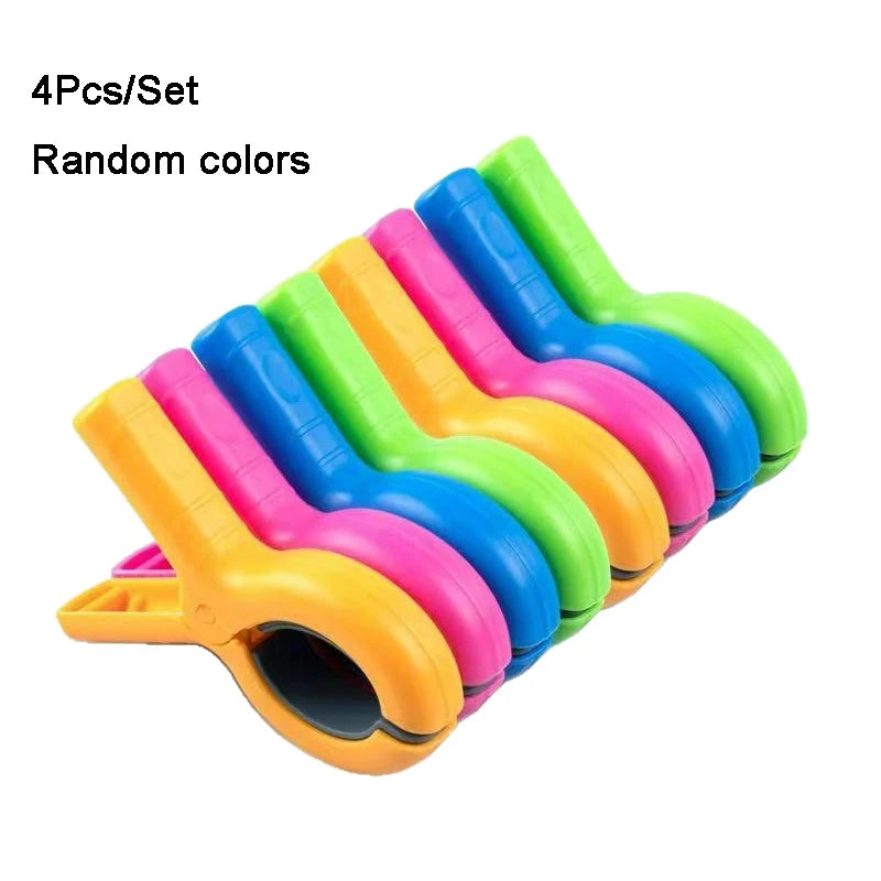Heavy-Duty Beach Towel Clips 4/8 Pcs + Storage Bag | Windproof Beach Towel Clips Babs 4Pcs-Random colors