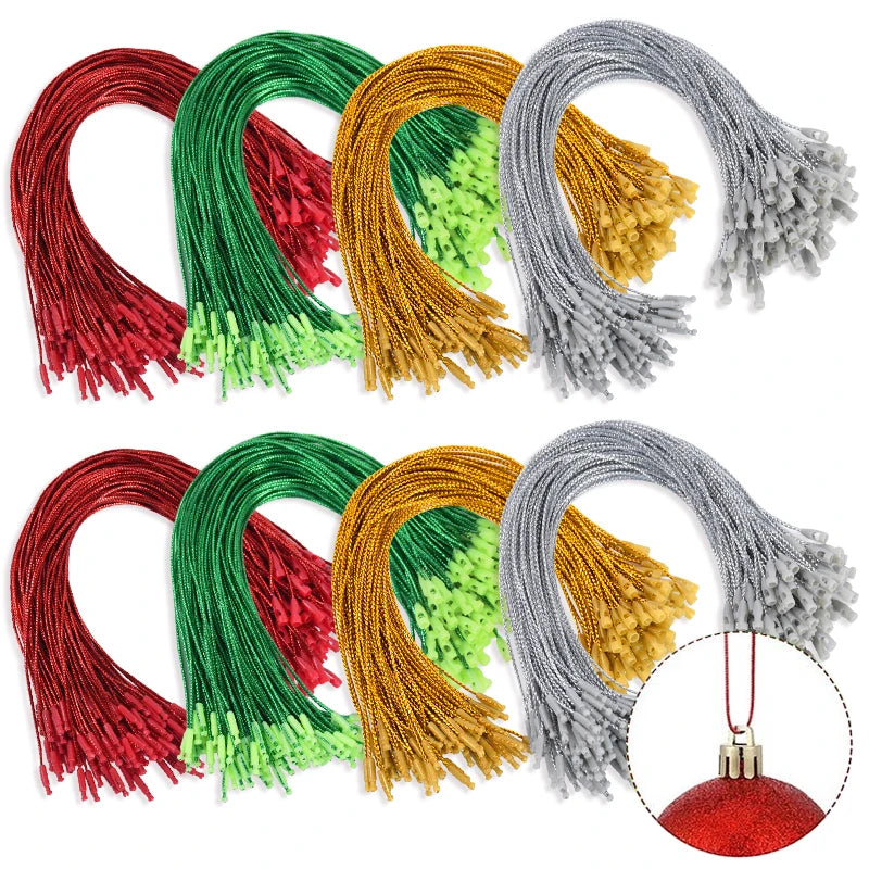 100pcs Christmas Ornament Hanging Ropes & Ribbon Strings Christmas Ornament Strings Babs