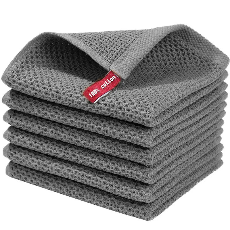 100% Cotton Waffle Weave Dish Cloths – Soft & Absorbent Pack Kitchen Dish Cloths Babs Gray 4PCS