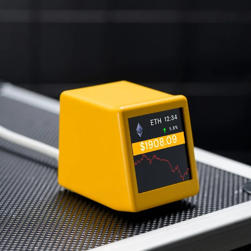 WiFi Crypto Price Tracker Desk Clock – BTC & 300 Coins Crypto Tracker Clock Babs Yellow