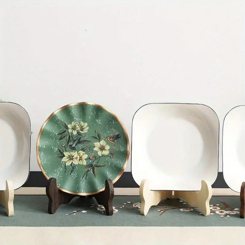 Vintage Wooden Dish Display Stand – Foldable Easel Plate Holder Plate Display Stand Babs