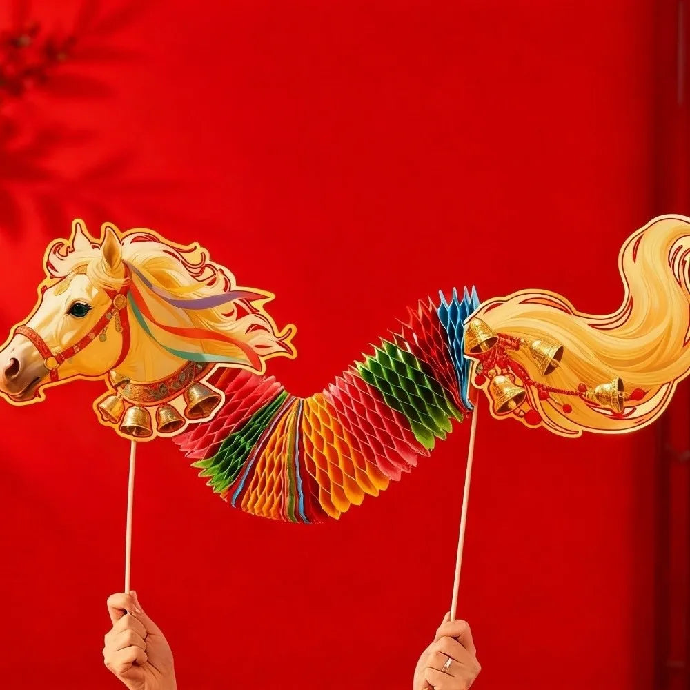 Chinese Paper Dance Horse 3D Handmade Ornament – 2026 Paper Craft Ornament Babs