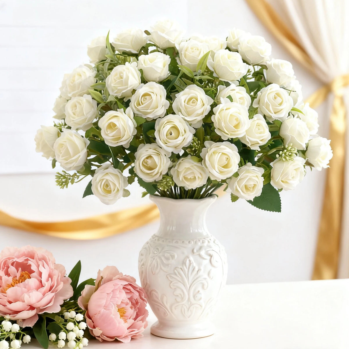 10-Head Silk Rose Bouquet – Wedding, Party & Home Décor Artificial Flower Bouquet Babs