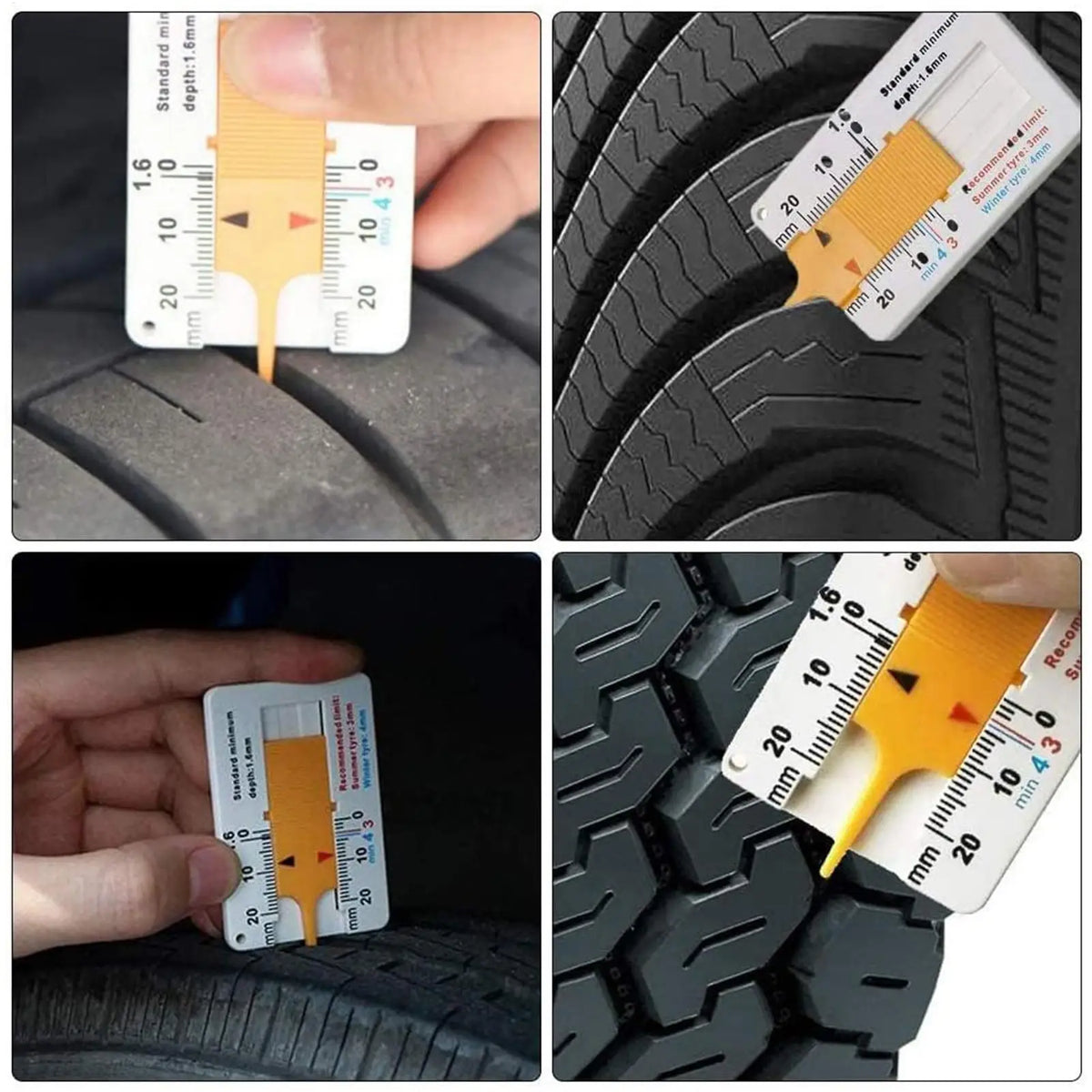 Tire Tread Depth Gauge – ABS Plastic, 0–20mm Measurement Tire Tread Gauge Babs
