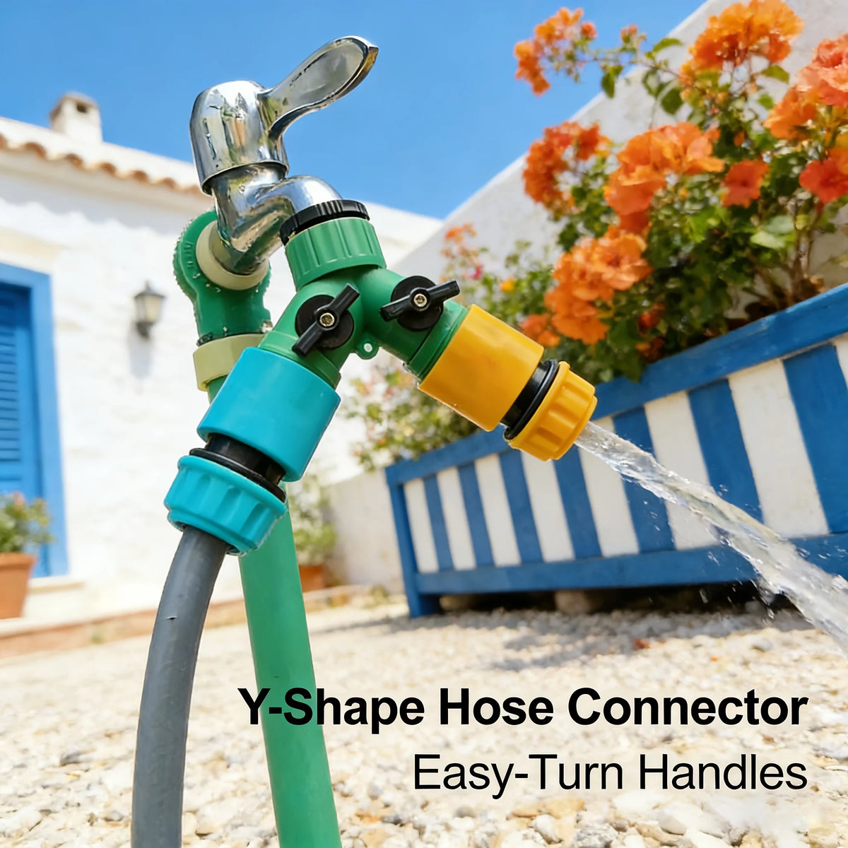 Y-Shape Garden Hose Splitter with Universal Joint Faucet Fitting Garden Hose Splitter Babs