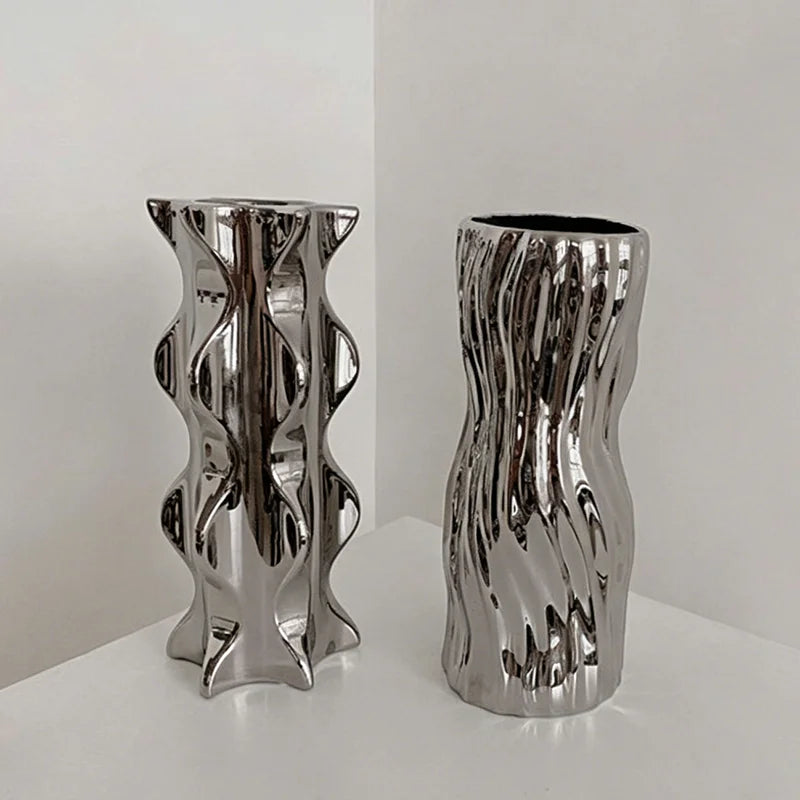Nordic Silver Ceramic Vase | Modern Home Décor & Gift Idea Decorative Ceramic Vase Babs