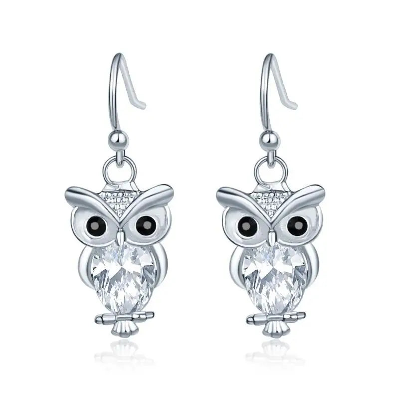 Rose Gold Zircon Owl Stud Earrings – Trendy Fashion Jewelry Stud Earrings Babs Silver