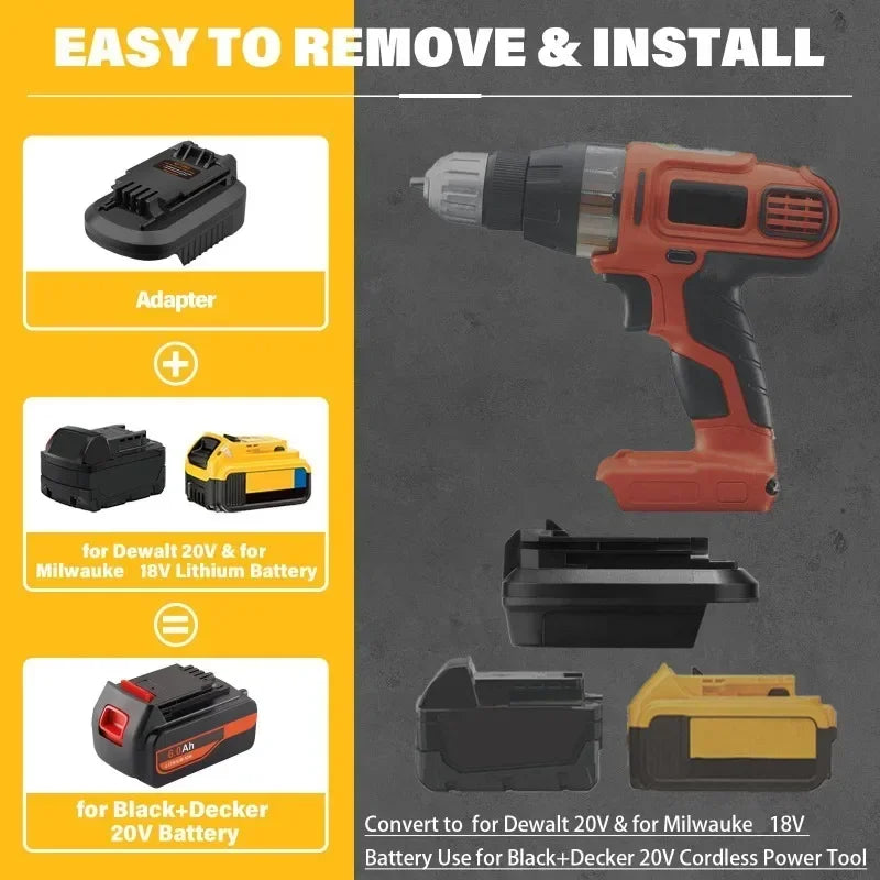 DM20BD Battery Adapter – DeWalt & Milwaukee to Black+Decker 20V Battery Adapter Babs