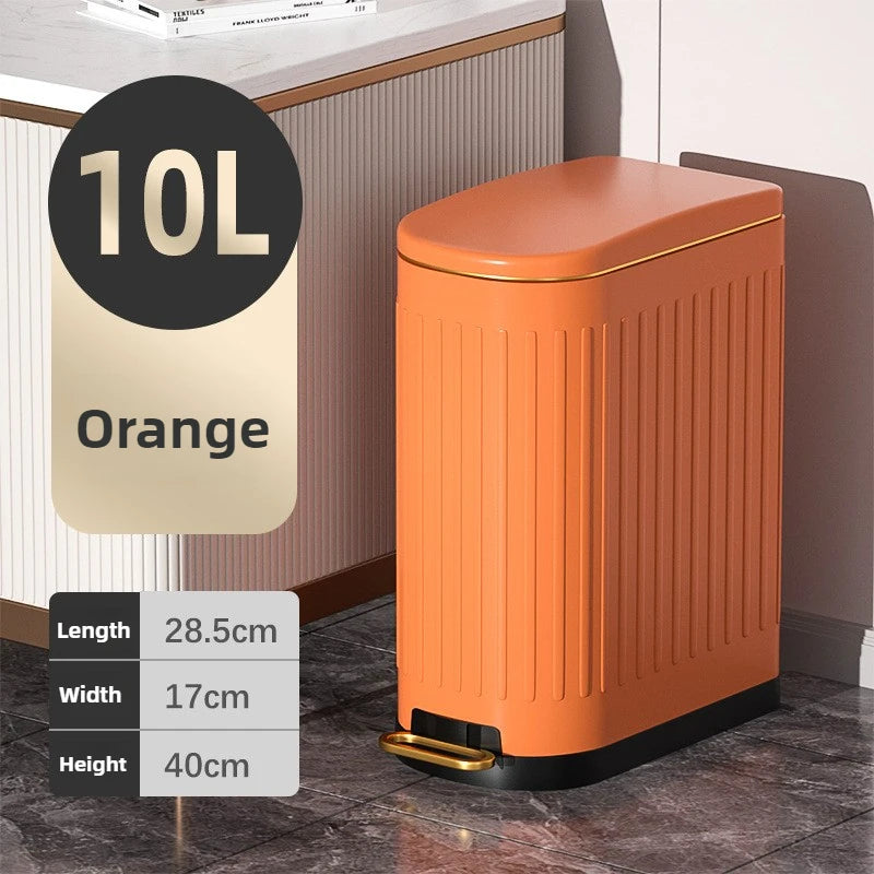 Stainless Steel Foot Pedal Trash Can with Lid – 10L Modern Foot Pedal Trash Can Babs 10L Orange
