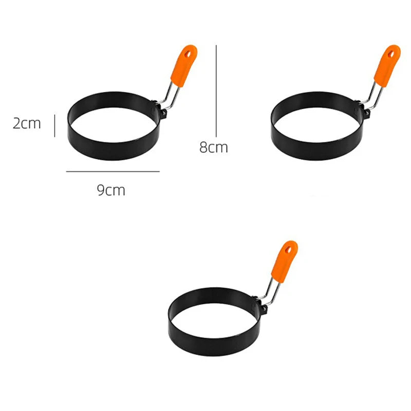 Stainless Steel Fried Egg Ring with Silicone Handle | Non-Stick Egg Ring Mold Babs 3pcs-9cm