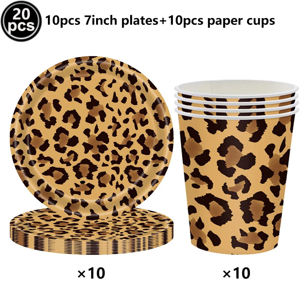 Leopard Print Party Supplies – Banner, Plates, Cups & Napkins