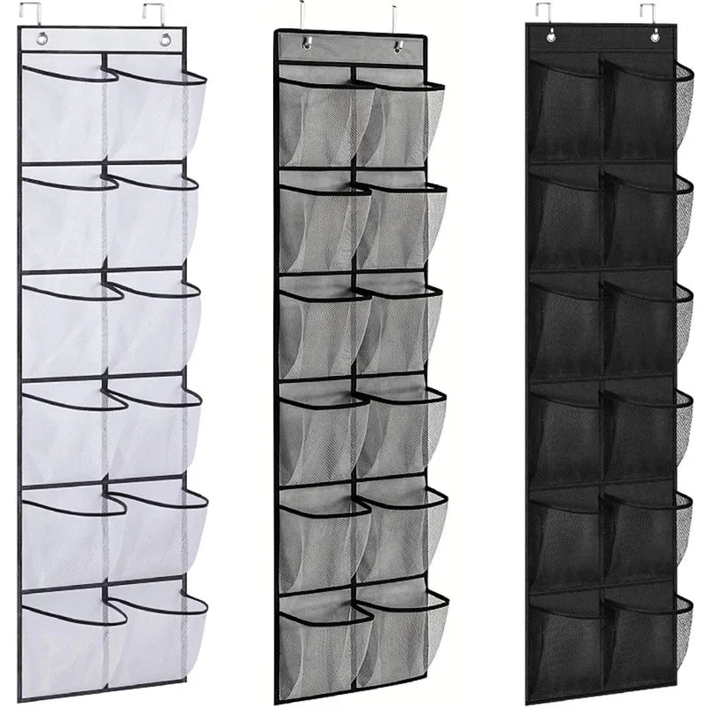 12-Pocket Door Hanging Shoe Organizer with Mesh Pockets Door Shoe Organizer Babs
