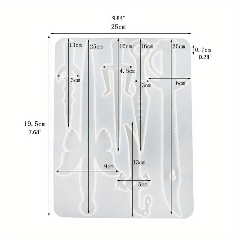 Dagger Silicone Resin Mold – DIY Jewelry Pendant & Keychain Silicone Casting Mold Babs