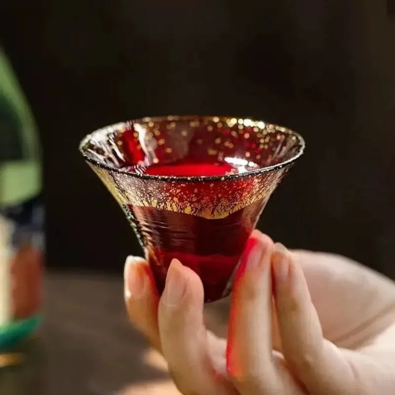 Japanese Mount Fuji Sake Glass – Gold Foil Tea & Cocktail Cup Sake Glass Cup Babs