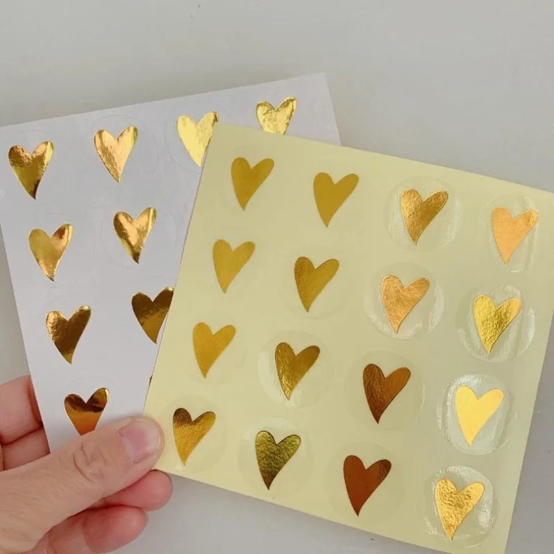 160pcs Gold Heart Sealing Stickers – Cards, Envelopes & Gifts Decorative Stickers Babs