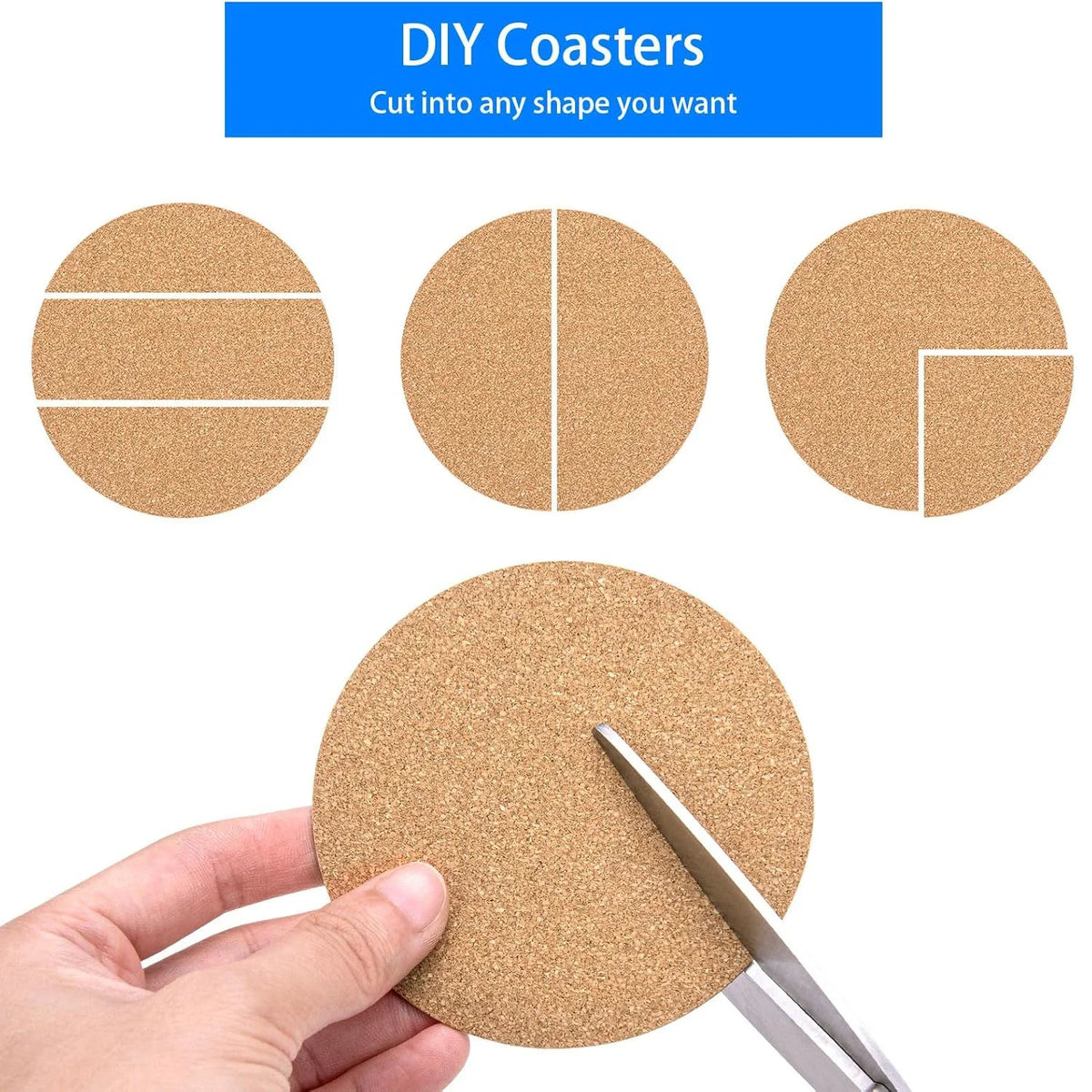Self-Adhesive Cork Round Coaster Pads | DIY Heat Insulation Mats Cork Coaster Pads Babs