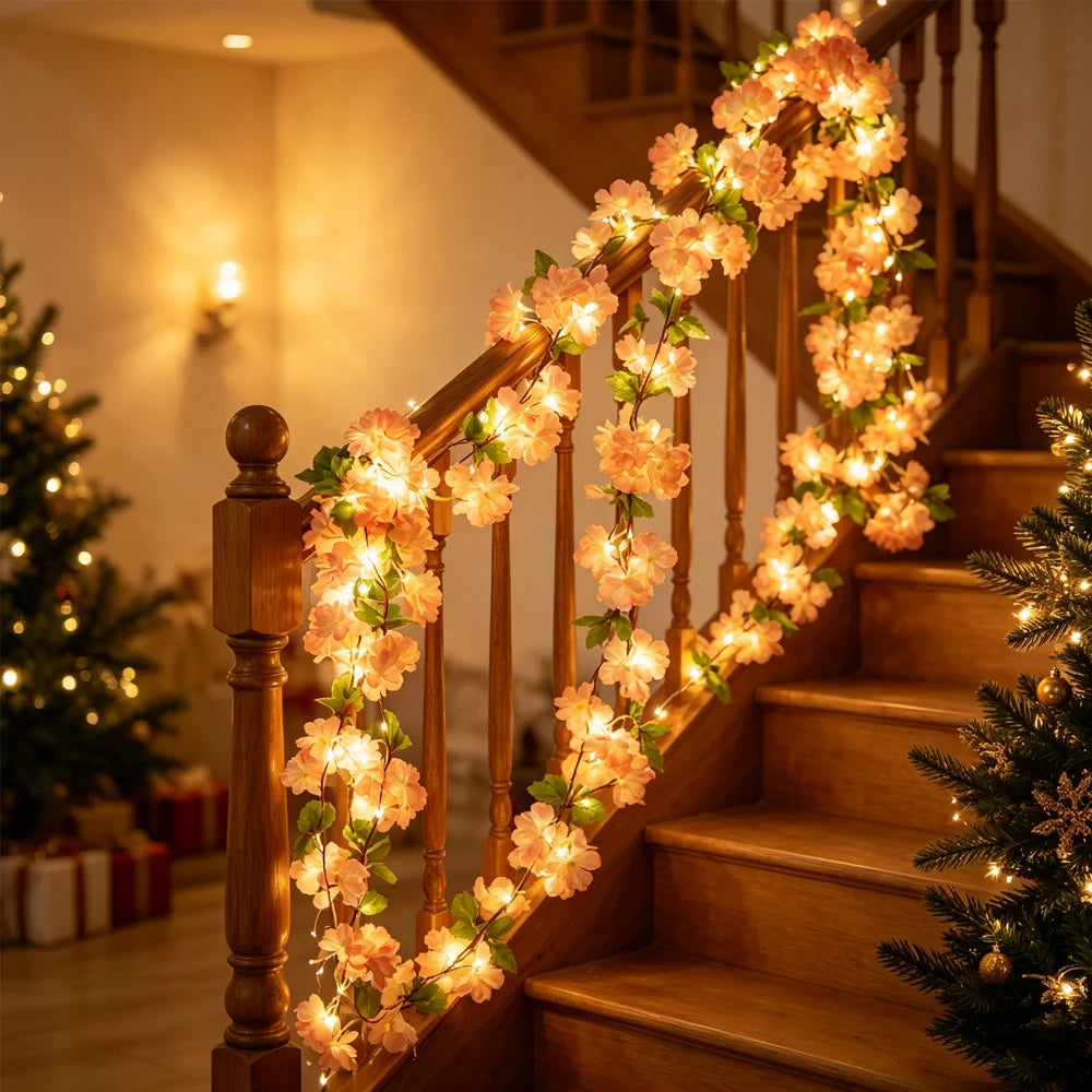 Cherry Blossom Vine LED Garland – Sakura Wedding Arch Decor Artificial Flower Garland Babs