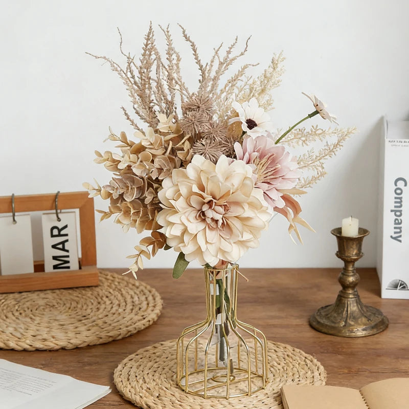 Champagne Artificial Dahlia Silk Flower for Home & Events Artificial Silk Flower Babs